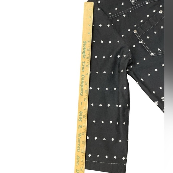 Vintage, PG Collections Ginger Bort, Black Jean Jacket,White Embroidered Flowers - Picture 6 of 7